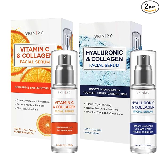 Skin 2.0 Hyaluronic & Collagen + Vitamin C Face Serum – Dermatologist Tested by Skin20
