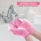 Sibba 2Pcs Exfoliating Wash Gloves Dual Texture Bath Gloves - Image 4