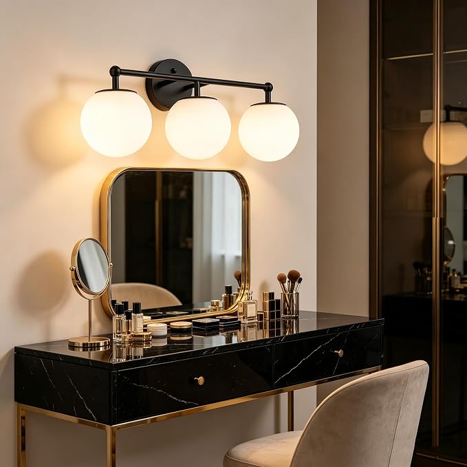 AKEZON 3-Light Black Bathroom Vanity Light Fixture, Modern Minimalist Vanity - Image 3