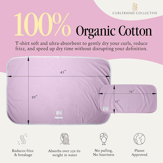Curlfriend Collective Cotton Cloud T-Shirt Hair Towel Duo – Lilac Locks Hair - Image 3
