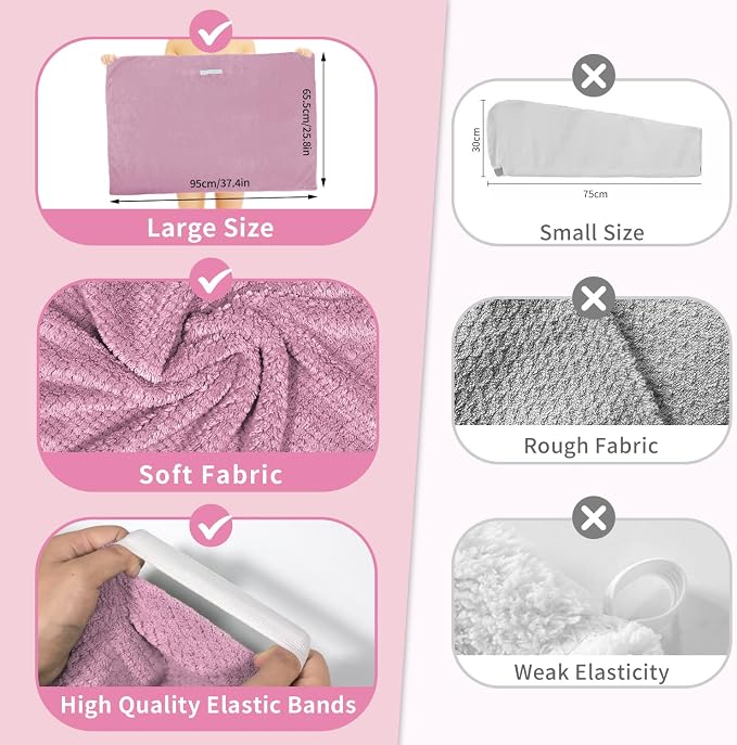 my novel things 2 Pack Extra Large Microfiber Hair Towel, 37.4" x 26.4" Towel - Image 2
