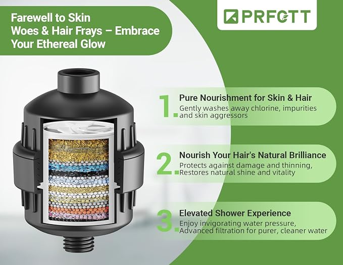 25-Stage Shower Filter prevents scale buildup, Revitalize Hair Skin Nails - Image 2