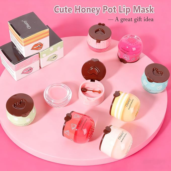 6 PCS Bee Lip Balm Honey Pot, Honey Lip Balm Bulk, Moisturising Sleep Lip Mask - Image 8