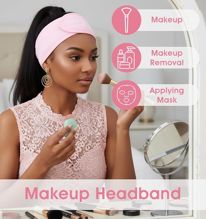 3 Pack Face Wash Headband, Adjustable Spa Headbands - Image 6