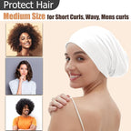 Sleep Cap Bonnet for Sleeping, Adjustable Cooling Ice Silk Lined Hair Bonnets - Image 3