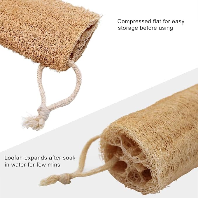 Natural Loofah Sponge, METLUCK 6 Pack Organic Real Loofah Exfoliating Body - Image 4