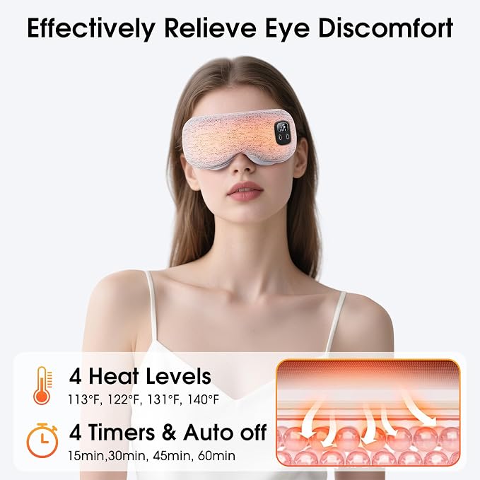 Heated Eye Mask, Cordless Rechargeable Eye Compress, Eye Relief, Improved Sleep - Image 3