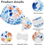 Scrub Caps Women Nursing Hats Floral Flowers - Image 4