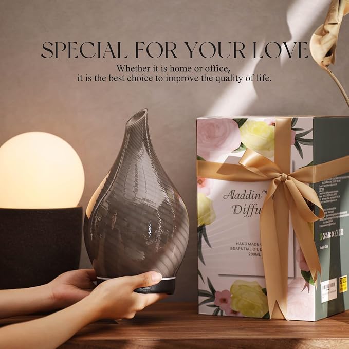 Porseme 280ml Essential Oil Diffuser Glass Color Changing Aroma Air Diffusers - Image 6