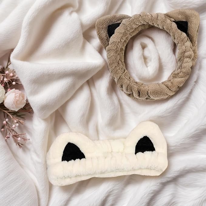 2 Pcs Cat Ears Headband, Cute Spa Headbands - Image 6