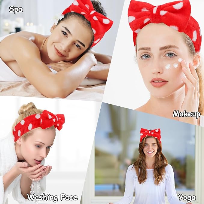 Casoty 10 Pcs Red Dot Makeup Headbands, Spa Gifts - Image 6