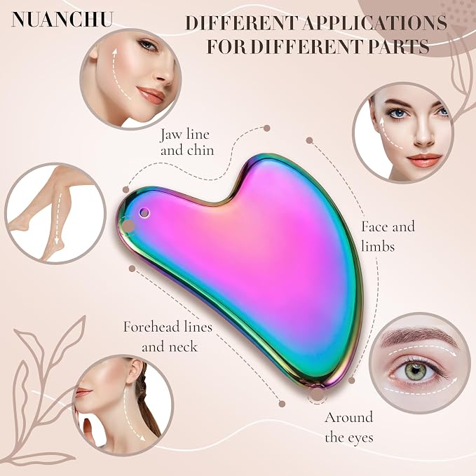 Nuanchu Stainless Steel Gua Sha Facial Tool, Metal Gua Sha - Image 4