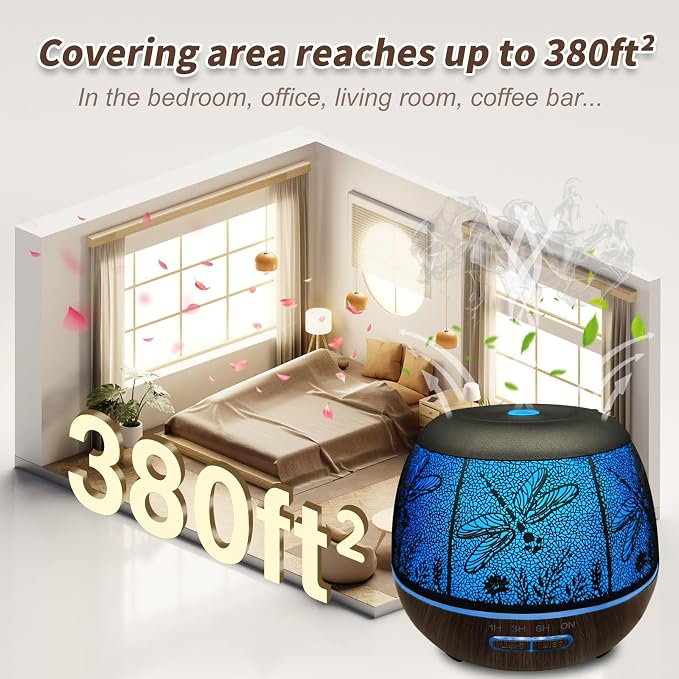 Roonbo Diffusers for Essential Oils Large Room 400ml, Essential Oil Diffuser - Image 4