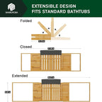 Foldable Bamboo Bathtub Caddy Tray Expandable - Image 5