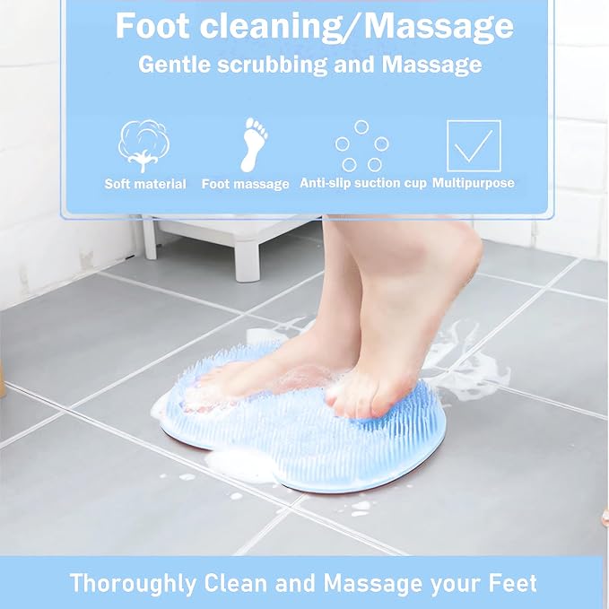 Shower Foot and Back Scrubber Mat, Wall Mounted Shower Foot Scrubber - Image 2