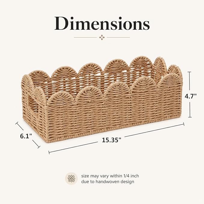 Scalloped Khaki Toilet Tank Basket - Image 5