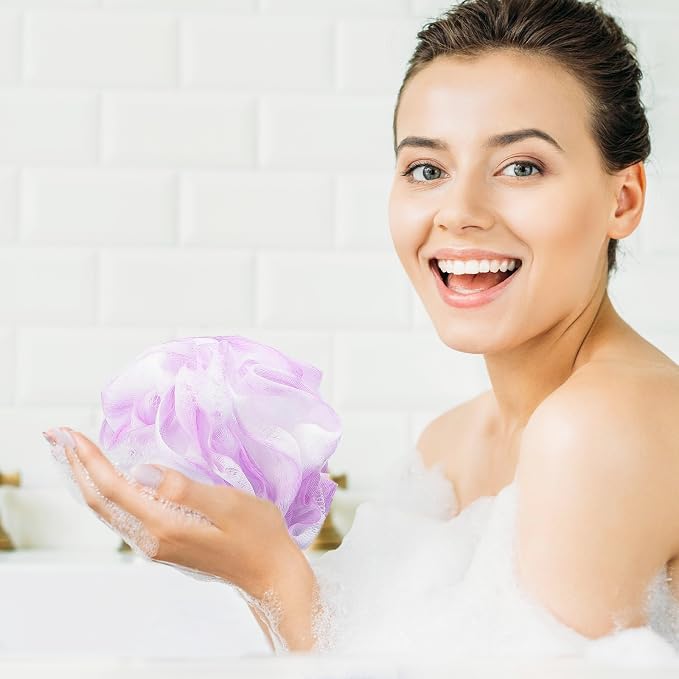 Tbestmax 4 Pack Bath Sponge Pouf Shower Loofah Body Scrubber Exfoliator - Image 6