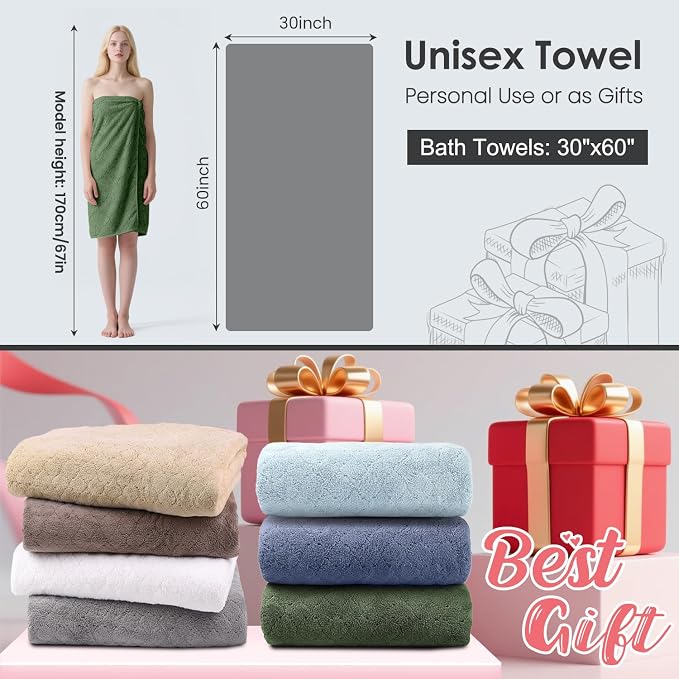 JML Pack of 4 Bath Towels, Large Microfiber Towel Set, Ultra Soft, Super - Image 2