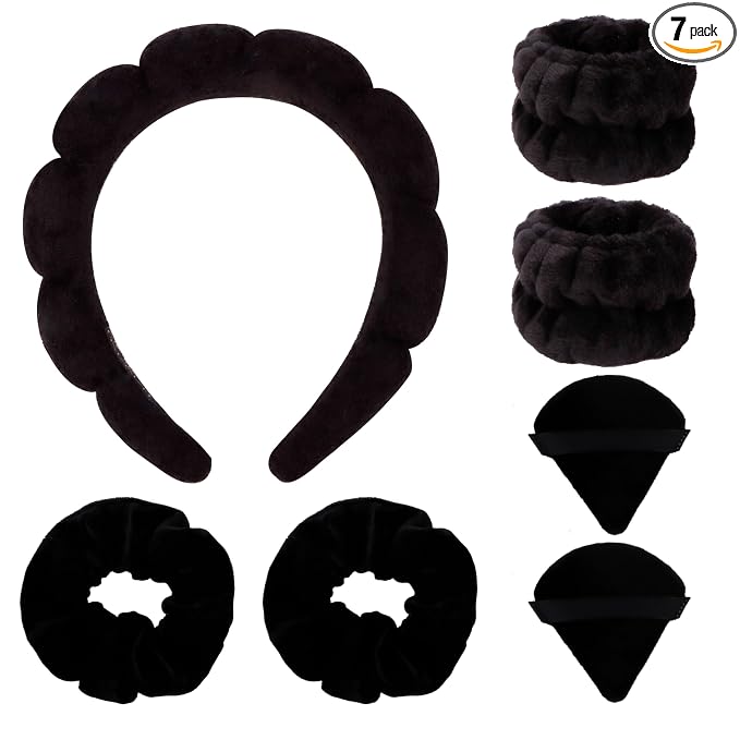 AOPRIE SPA Headbands for Washing Face Makeup Scrunchies Powder Puff Women by AOPRIE