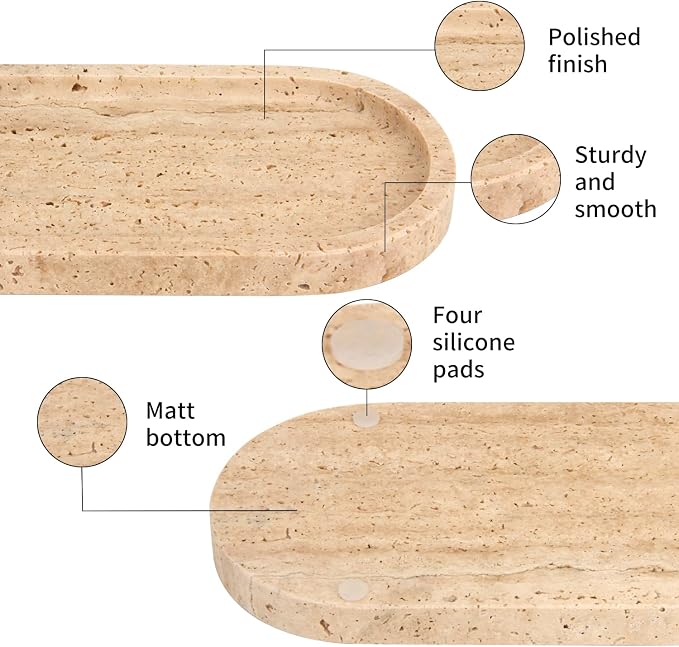 Natural Marble Tray Oval, Bathroom Vanity Tray - Image 3