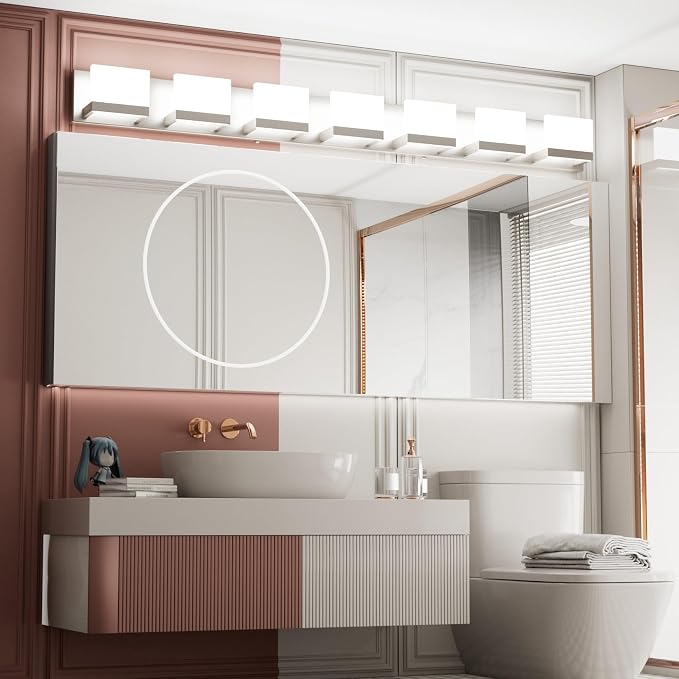 Tipace 7 Lights LED Modern Vanity Light Brushed Nickel Bathroom Lighting - Image 3