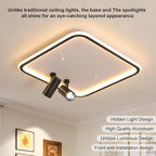 Shine LUEST Modern Square LED Flush Mount Ceiling Light Fixture, 2 Adjustable - Image 6