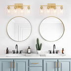 4 Light Gold Bathroom Light Fixtures Brushed Brass Vanity Light Over Mirror - Image 4