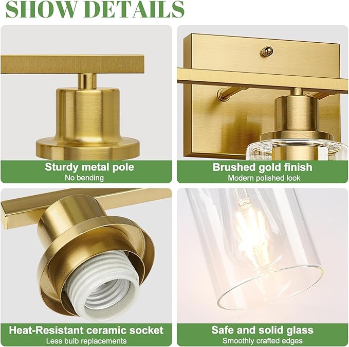 MOKATNG 3-Light Bathroom Light Fixtures, Vanity Light - Image 4