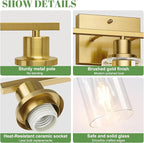 MOKATNG 3-Light Bathroom Light Fixtures, Vanity Light - Image 4