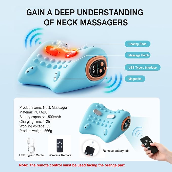 2026 New Upgrade Neck Massager, 3-in-1 Heat, Pulse & Vibration Modes, Ergonomic - Image 8