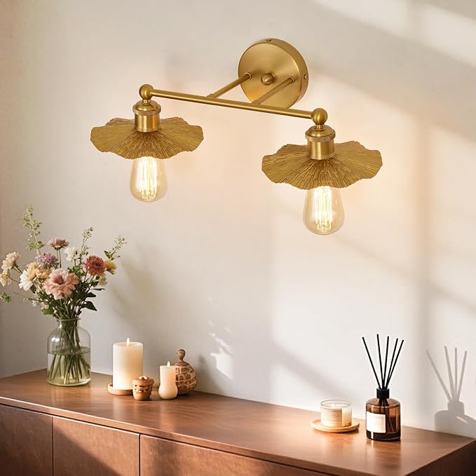 ZGLAOJT 2 Light Vintage Vanity Light Gold Bathroom Light Fixtures Over Mirror. - Image 9