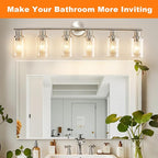 DLLT 6-Light Bathroom Light Fixtures: Nickel Modern Vanity Lights - Image 2