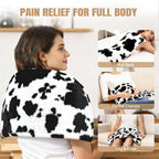 Cow Print Heating Pad for Back Period Cramps Neck Shoulder Pain Relief - Image 3