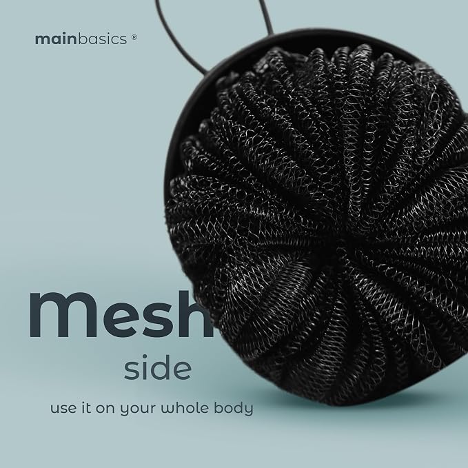 MainBasics Shower Tool Duo 2-1 Shower Loofah Sponge and Exfoliating Body - Image 3