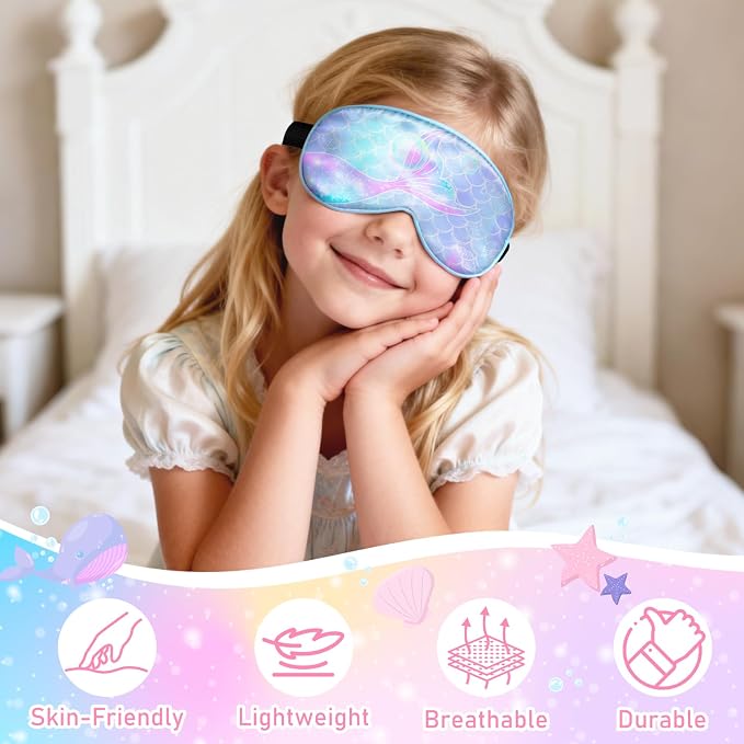 OlyPegic 2 Pcs Kids Sleep Mask Girls Silk Eye Mask Sleeping - Image 4