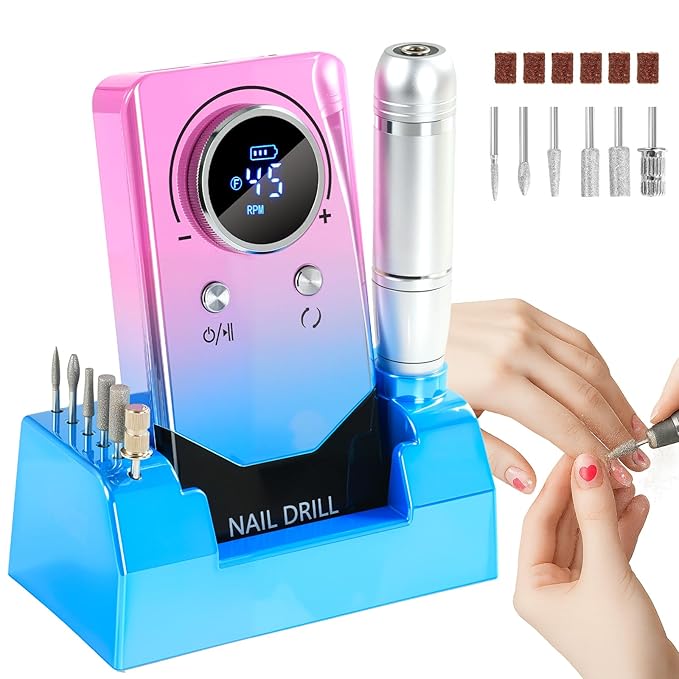 Droyek Electric Nail Drill Portable Nail Drill Professional 45000 RPM 6 Salon by Droyek