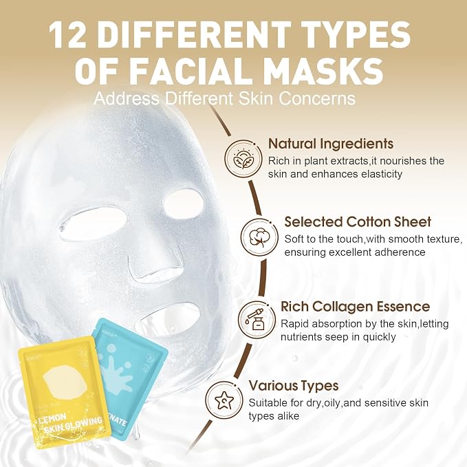 KONEUK 120 Pack Collagen Essence Sheet Face Masks Skincare, Moisturizing & - Image 2