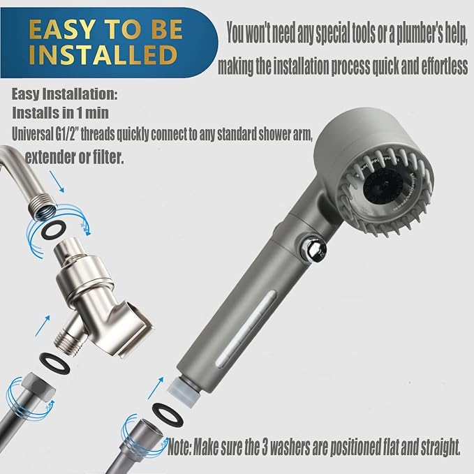 Shower Head with Handheld, Shower Heads High Pressure, High Flow Even with Low - Image 7