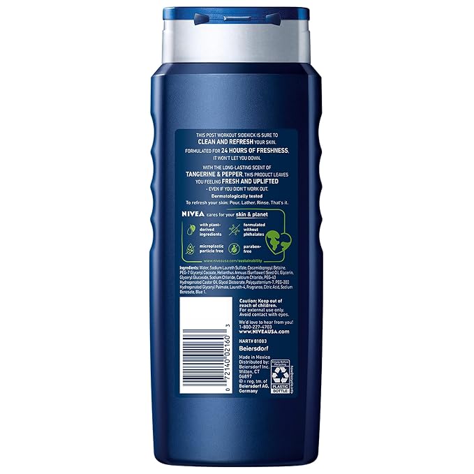 Nivea Men Sport Body Wash with Revitalizing Minerals, 16.9 Fl Oz Bottle - Image 8