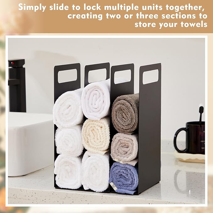 LEIFIDE Set of 4 Interlocking Towel Organizer Metal Bathroom Towel Storage Rack - Image 5