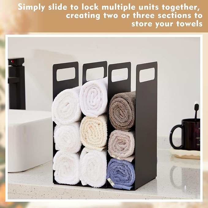 LEIFIDE Set of 2 Interlocking Towel Organizer Metal Bathroom Towel Storage Rack - Image 5