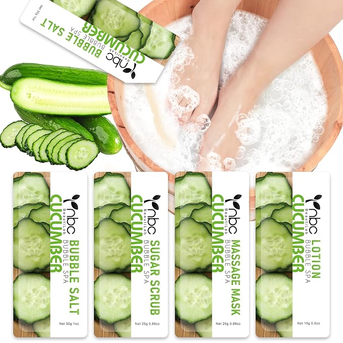 Pedicure Kit Foot Soak Set: Bubble Salt, Sugar Scrub, Massage Mask, Massage by nbcBeautiLab