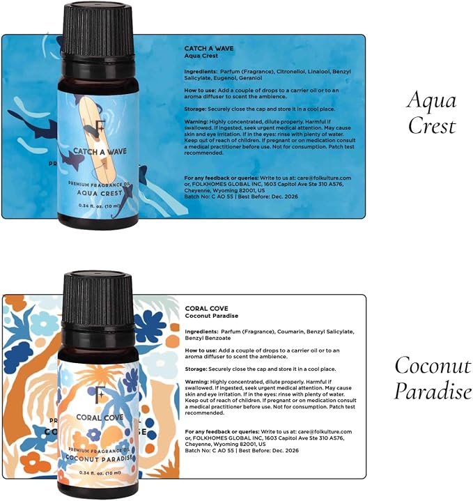 Folkulture Beach Essential Oil Set of 6 | Summer Essential Oils - Image 7
