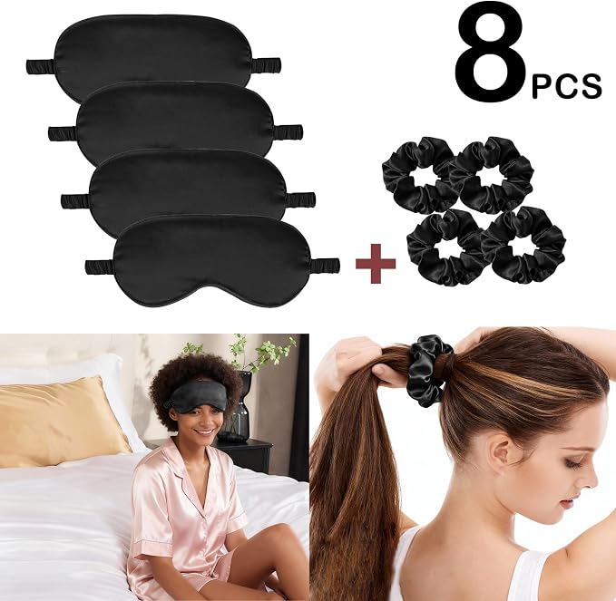 Satin Eye Mask 8Pcs Silk Sleep Masks Silky Blindfold Eyeshade Blackout Eyes - Image 2