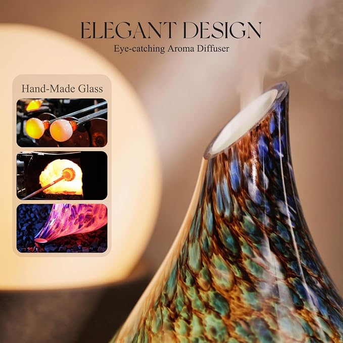 Porseme 280ml Essential Oil Diffuser Glass Color Changing Aroma Air Diffusers - Image 5