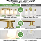 Zarbitta 4-Light Bathroom Light Fixtures, Brushed Gold Modern Vanity Lights - Image 4