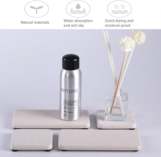 NiuYichee Set of 4 Water Absorbent Diatomite Coasters, Diatomaceous Earth - Image 2