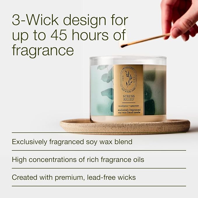 Bath & Body Works Eucalyptus Spearmint 3-Wick Candle - Image 4