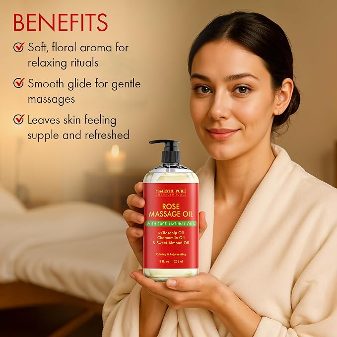 MAJESTIC PURE Rose Massage Oil for Massage Therapy - Image 5