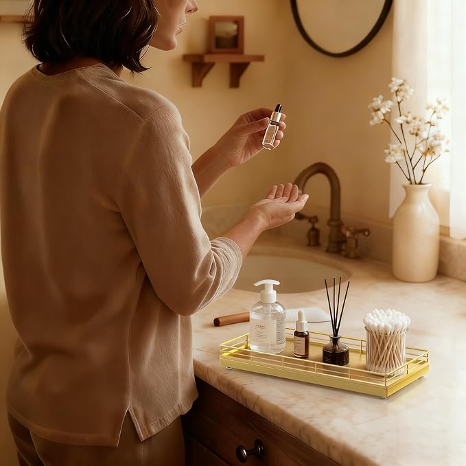 Bathroom Vanity Tray for Countertop, Bathroom Organizer for Soap, Perfume & - Image 7